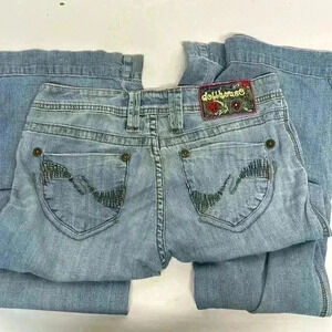 Vintage Y2K dollhouse wide leg jeans size 5 raise about 8 inches 31 inches